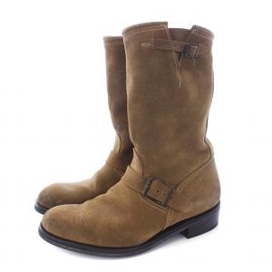 BALMAIN Buckled Suede Biker Boots 42 茶