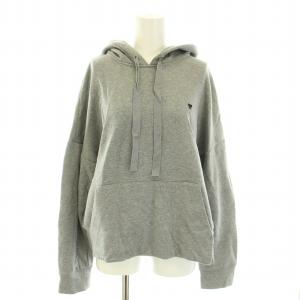 プルオーバーパーカー 長袖 ロゴ コットン L グレー 黒 ブラック /YT