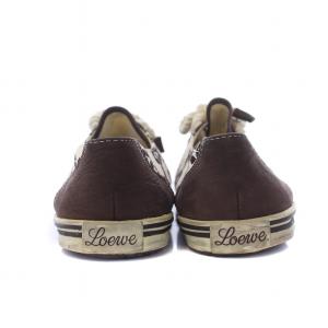 LOEWE スニーカー シューズ ローカット 総柄 キャンバス 37 24cm 茶 ブラウン 白 ホワイト