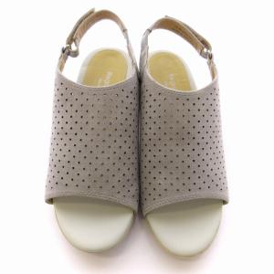 REGAL サンダル ミドルヒール パンチング オープントゥ スウェード 24.5?p ベージュ