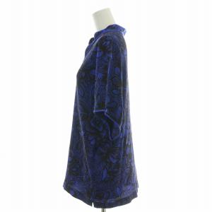 LEONARD PARIS カットソー 総柄 シルク 40 ブルー ブラック