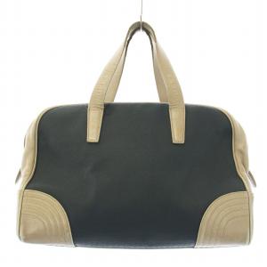 アナグラム ハンドバッグ レザー PVC ロゴ 紺 ネイビー グレージュ /KU OH