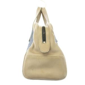 LOEWE アナグラム ハンドバッグ レザー PVC ロゴ 紺 ネイビー グレージュ /KU OH