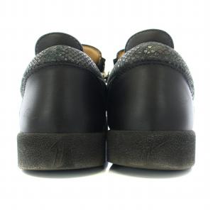 GIUSEPPE ZANOTTI スニーカー ローカット レザー パイソン型押し ダブルジップ 39 26cm グレー 黒 ブラック /KU