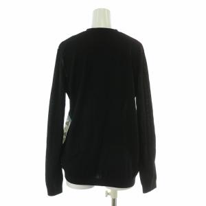 Emilio Pucci カーディガン 長袖 Vネック ニット シルク ウール 切替 プッチ柄 XS 黒 ブラック マルチカラー