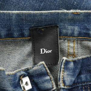 Dior デニムパンツ ジーンズ ボタンフライ ダメージ加工 W28 青 ブルー