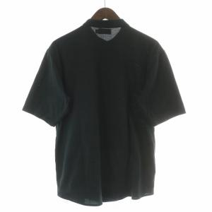 LACOSTE REGULAR FIT ポロシャツ 半袖 バンドカラー ロゴ 刺繍 ワンポイント 鹿の子 M 黒 ブラック