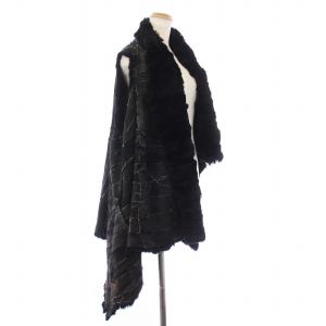ANN DEMEULEMEESTER スエードベスト ラビットファー アシンメトリー USED加工 S ブラック