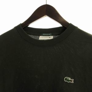 LACOSTE EXCLUSIVE EDITION Tシャツ カットソー ロゴ 刺繍 クルーネック 長袖 USS M カーキ