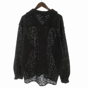 EDIFICE 24SS コットンベースラッセル オープンカラーシャツ カジュアル 総柄 シアー シースルー 長袖 M 黒 ブラック 24050300604010