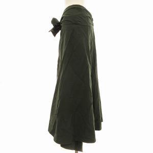 EPOCA フレアスカート ロング リネン混 リボン 大きいサイズ 46 緑 グリーン M5S1775178 /EE