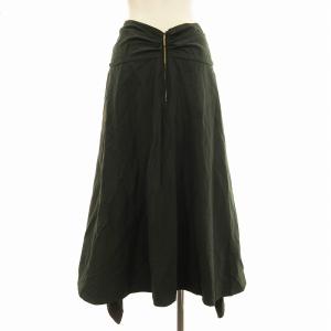 EPOCA フレアスカート ロング リネン混 リボン 大きいサイズ 46 緑 グリーン M5S1775178 /EE
