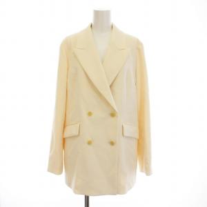 BARNEYS NEW YORK 2点セット テーラードジャケット ダブル 総裏地 ベスト ジレ ロング 38 M F 白 ホワイト