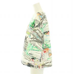 Y's ヨウジヤマモト カットソー ブラウス 半袖 総柄 コットン 2 M 白 ホワイト 黒 ブラック