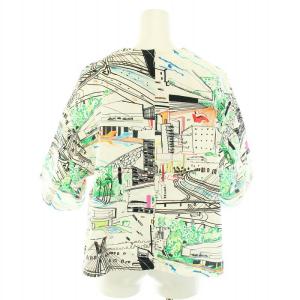 Y's ヨウジヤマモト カットソー ブラウス 半袖 総柄 コットン 2 M 白 ホワイト 黒 ブラック