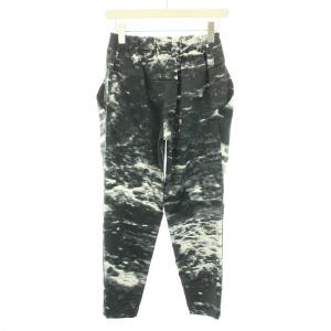 ISSEY MIYAKE イージーパンツ ジップフライ タイダイ柄 1 S 黒 ブラック 白 ホワイト