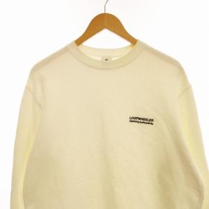 LOOPWHEELER スウェット トレーナー プルオーバー クルーネック ロゴ刺繍 長袖 L 白 ホワイト
