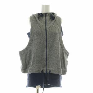 ベスト ジャケット ジップアップ フード 切替 0T XL グレー 黒 ブラック /BB