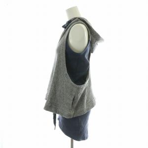 adidas by Stella McCartney ベスト ジャケット ジップアップ フード 切替 0T XL グレー 黒 ブラック /BB