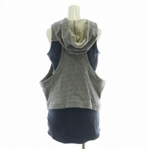 adidas by Stella McCartney ベスト ジャケット ジップアップ フード 切替 0T XL グレー 黒 ブラック /BB
