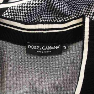 DOLCE&GABBANA ニットカーディガン 千鳥格子 48 ブラック ホワイト