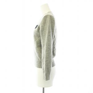 PLAY Comme des Garçons AD2007 V/N SWEATER TOP LT ニット セーター 長袖 Vネック ワッペン ウール S グレー AZ-N017