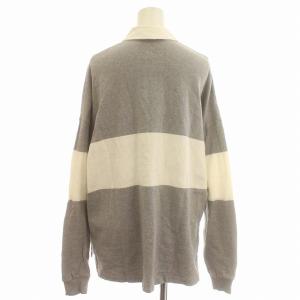 CLANE 23AW ディープネック ワイド ラグビーシャツ ボーダー ビッグシルエット 長袖 ロンT 1 S グレー