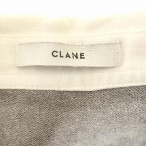 CLANE 23AW ディープネック ワイド ラグビーシャツ ボーダー ビッグシルエット 長袖 ロンT 1 S グレー