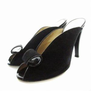 ミュール サンダル ハイヒール ピンヒール スエード 靴 シューズ 35 22cm 黒 ブラック /MM