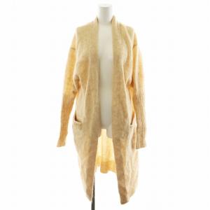 カーディガン ロング丈 長袖 モヘヤ混 XS ベージュ /AN17