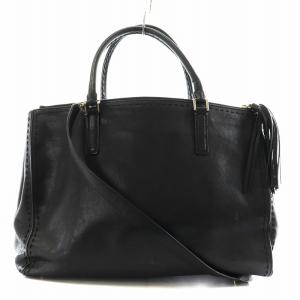 ANYA HINDMARCH ハンドバッグ ショルダーバッグ 2way タッセル レザー 黒 ブラック