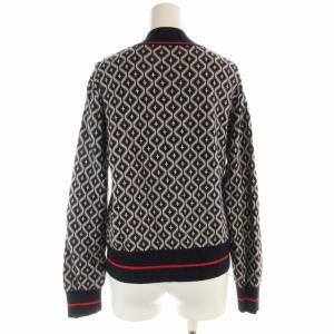 DRESSTERIOR ニット セーター ウール混 総柄 プルオーバー ハイネック 長袖 38 M 紺 ネイビー