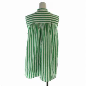 UNITED ARROWS C MONTI タック フリル ノースリーブ シャツ ブラウス ストライプ 38 M 緑 グリーン 白 ホワイト 15162151528