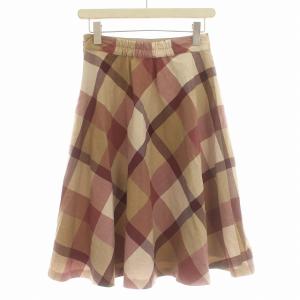 BLUE LABEL CRESTBRIDGE スカート チェック フレアスカート ひざ丈 38 M ベージュ 紫