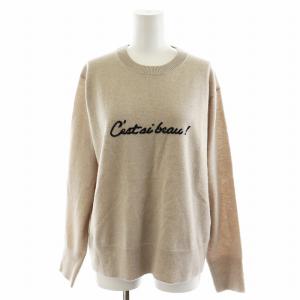24AW レターロゴ ニット カットソー 長袖 ウール 38 M ベージュ KRWOCW0460