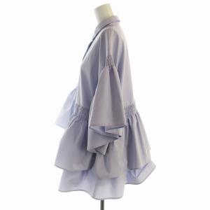 UNITED ARROWS シャツ ブラウス ベルスリーブ 半袖 フリル 38 M 紫 パープル