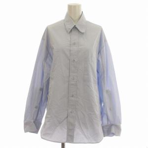 シャツ ブラウス 長袖 コットン S 水色 ライトブルー /G