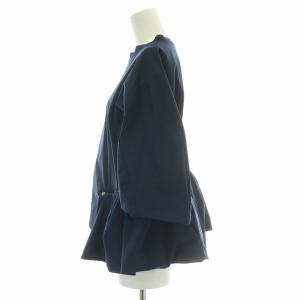 TOGA カットソーフレア 五分袖 クルーネック ストレッチ 36 S 紺 ネイビー /BB