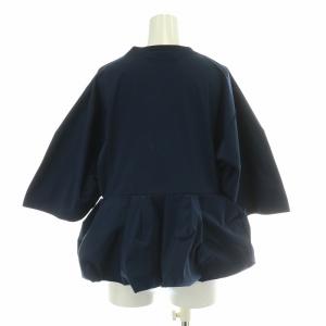 TOGA カットソーフレア 五分袖 クルーネック ストレッチ 36 S 紺 ネイビー /BB