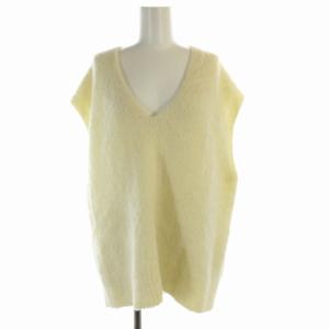 Spick&Span 23AW ファーコンビベスト ニット 切替 ビックシルエット F 白 ホワイト 23080200630030