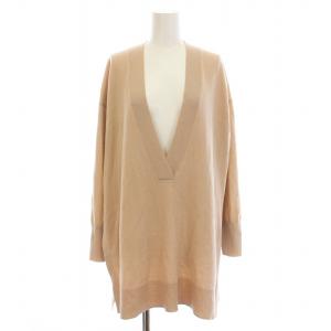 ANAYI 21SS ニット チュニック 長袖 Vネック ウール 38 M ピンクベージュ /KU