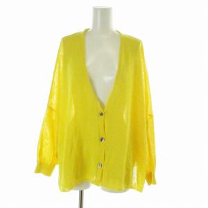 Spick&Span 24SS ペーパーヤーンカーディガン ニット Vネック 薄手 長袖 黄 イエロー /MM