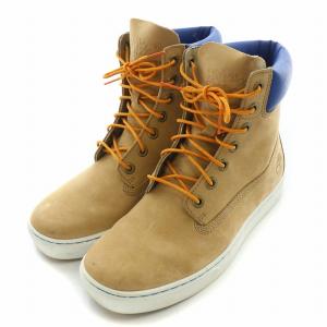 Timberland レースアップブーツ ショートブーツ 厚底 レザー US7 25cm ベージュ 青 ブルー