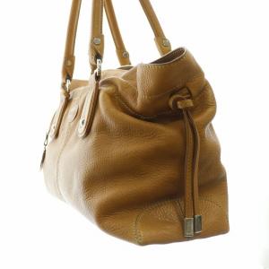 TOD'S ハンドバッグ レザー ロゴチャーム 茶 ブラウン /BB