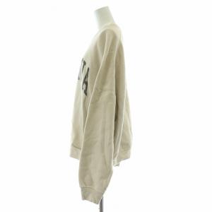 REMI RELIEF スウェット トレーナー 長袖 クルーネック オーバーサイズ ロゴ プリント 裏起毛 M ベージュ