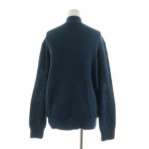 LANVIN コレクション COLLECTION ニットジャケット ジップアップ クルーネック 長袖 L 青 ブルー