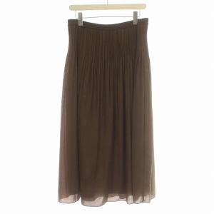 プリーツスカート ロング スカート 13 L?XL 茶 ブラウン /G