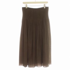 Leilian プリーツスカート ロング スカート 13 L?XL 茶 ブラウン /G