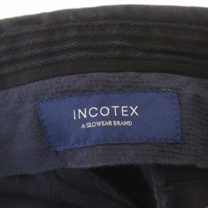 INCOTEX リネン混 スラックス スリム パンツ 46 M ネイビー 紺