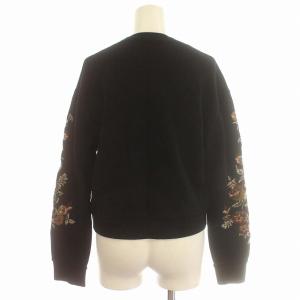 Lois CRAYON スウェット トレーナー 花柄 刺繍 長袖 コットン M 黒 ブラック